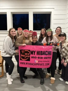 Group celebrating with My Hibachi private chef in 30A, Destin, and Panama City Beach backyard party