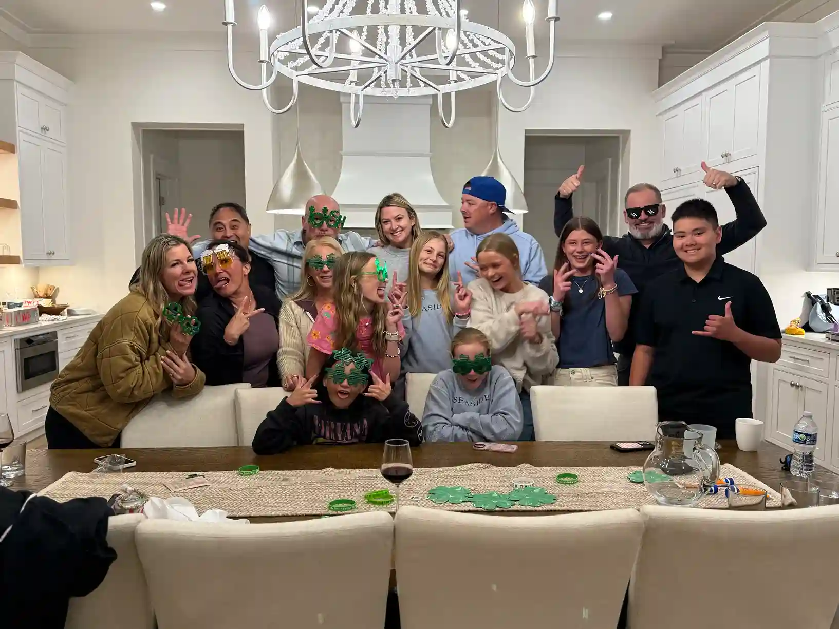 Group celebrating with private hibachi dinner at a vacation home in Destin, Florida